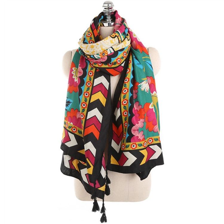 Sjal Tofs Blommiga Scarves