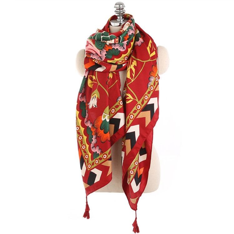 Sjal Tofs Blommiga Scarves