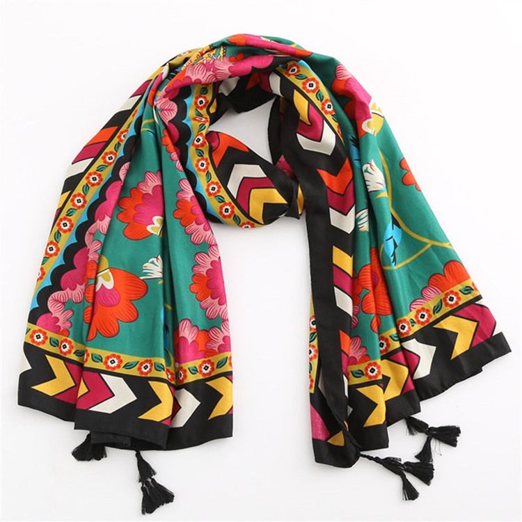 Sjal Tofs Blommiga Scarves