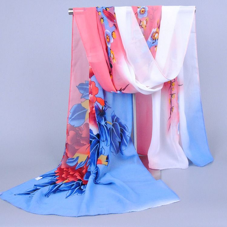 Trendig Blommig Tryckt Chiffongscarf