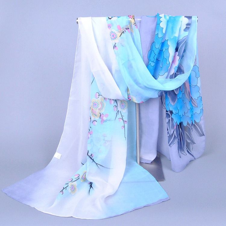 Trendig Blommig Tryckt Chiffongscarf