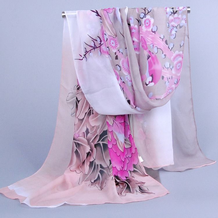 Trendig Blommig Tryckt Chiffongscarf