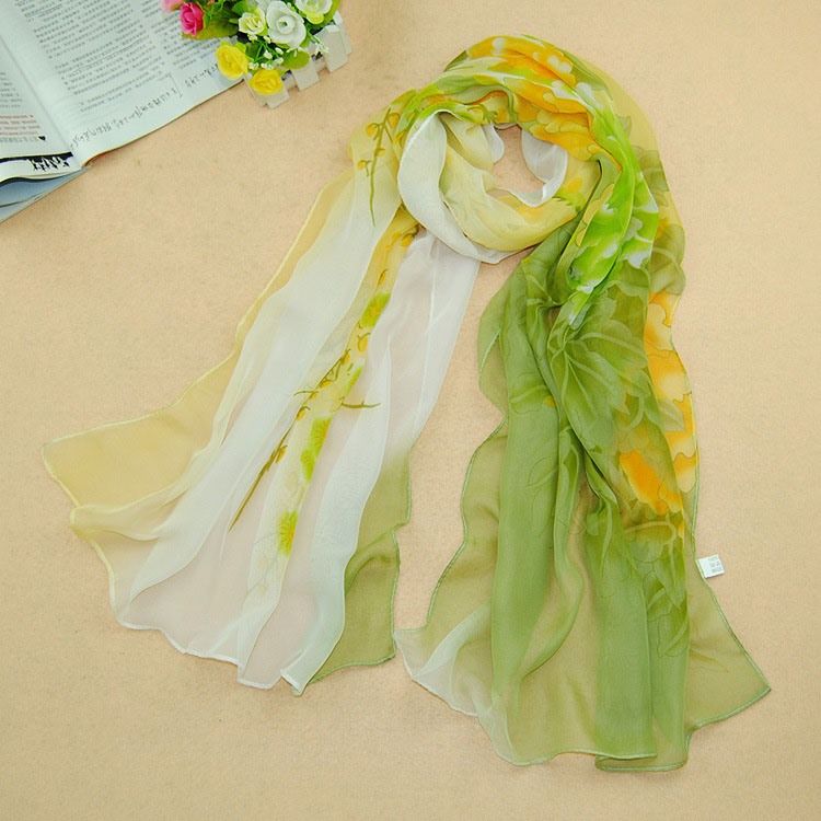 Trendig Blommig Tryckt Chiffongscarf