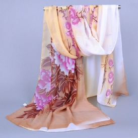 Trendig Blommig Tryckt Chiffongscarf