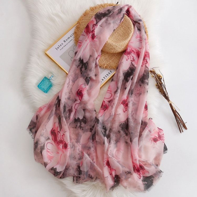 Tryck Scarf Blommig Scarf