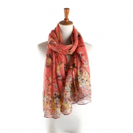Voile Vintage Print Blommor Scarves