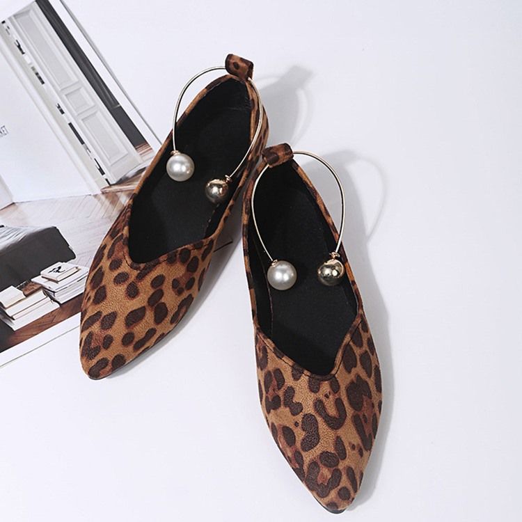 Beads Slip-On Block Heel Leopard Tunna Skor