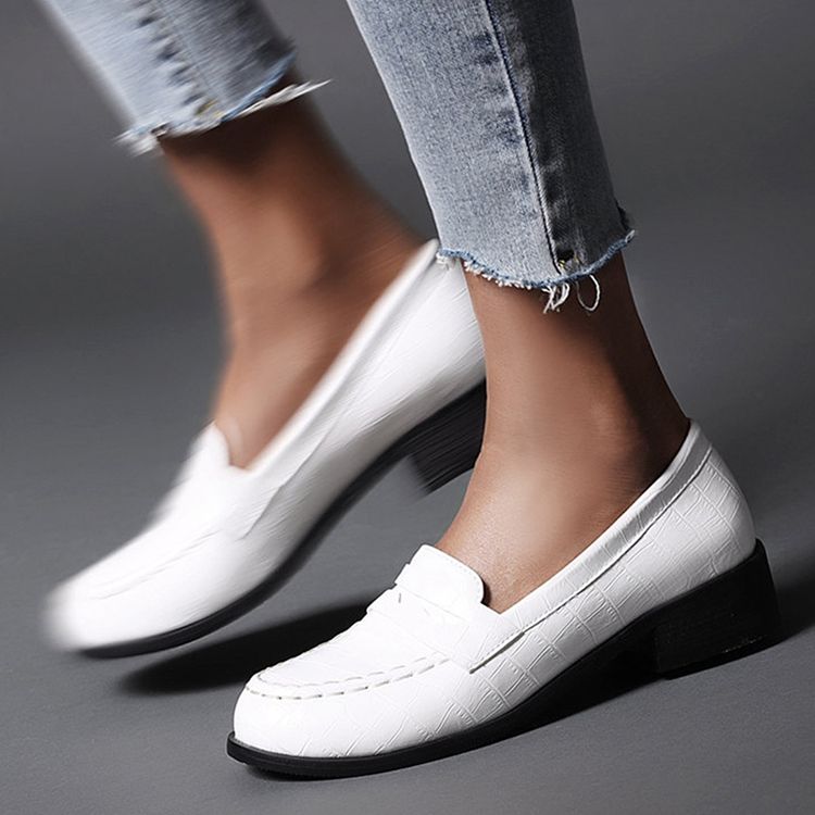 Blockklack Rund Tå Slip-On Casual Tunna Skor