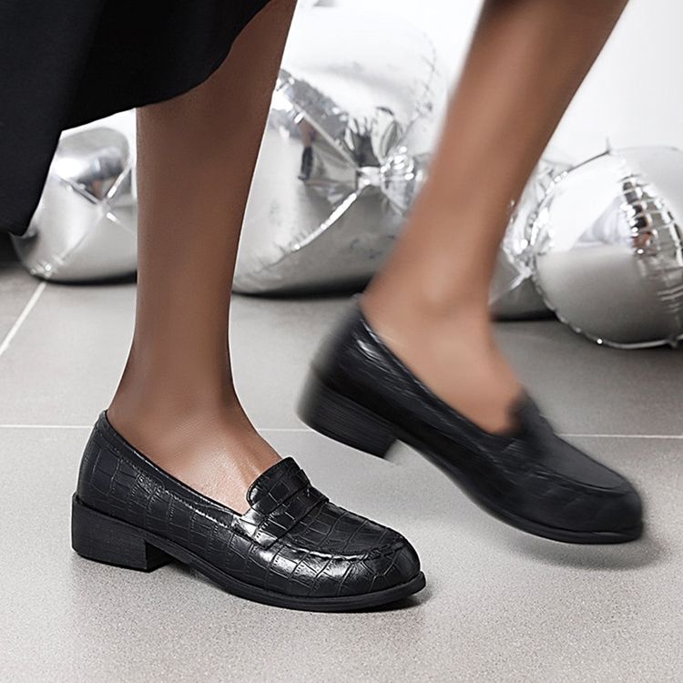 Blockklack Rund Tå Slip-On Casual Tunna Skor