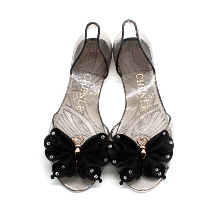 Bowtie Slip-On Peep Toe Dam Jelly Skor