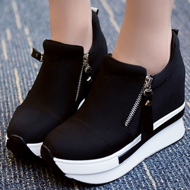 Dragkedja Rund Tå Platform Vanliga Sneakers För Kvinnor