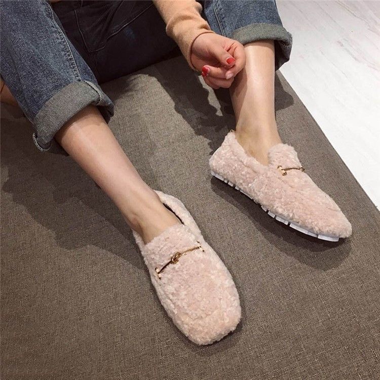 Fyrkantig Tå Slip-On Lågklackade Tunna Fritidsskor