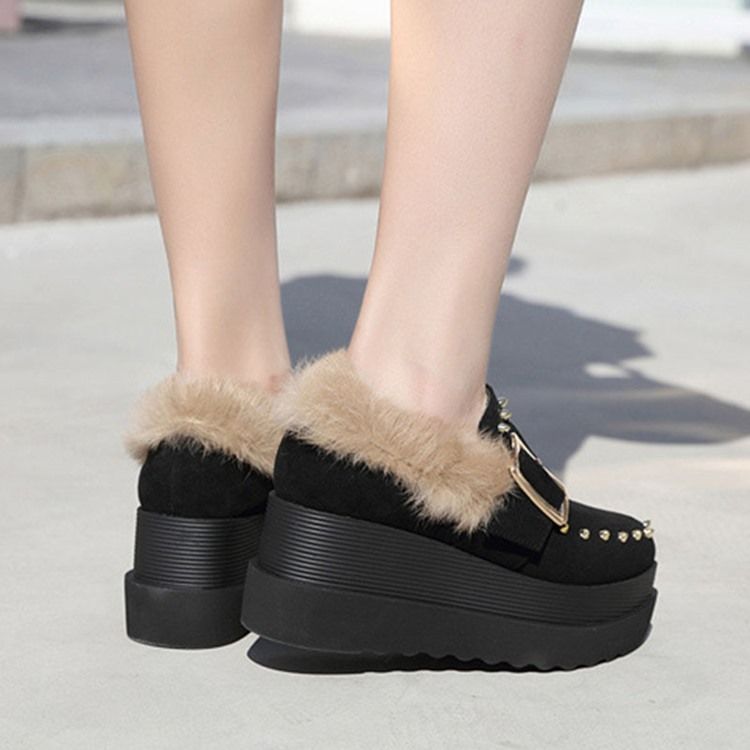 Kilklack Spetsad Tå Slip-On Kvinnors Vinterlägenheter