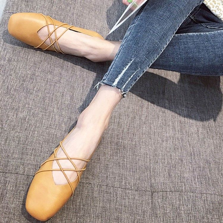 Pu Square Toe Slip-On Damkläder
