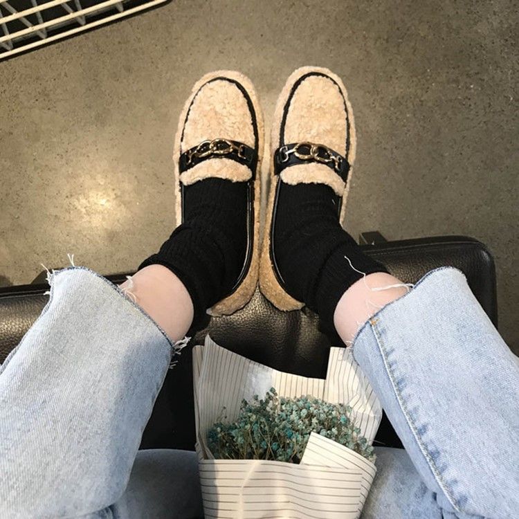 Slip-On Rund Tå Casual Kvinnors Vinterlägenheter