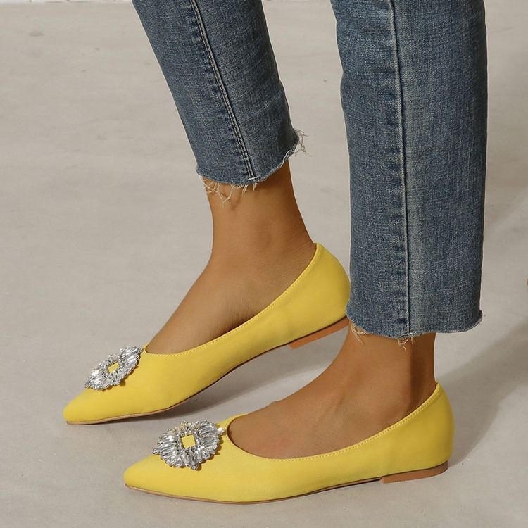 Slip-On Spetsiga Tåblock Klack Platt Klack (≤1Cm) Tunna Skor
