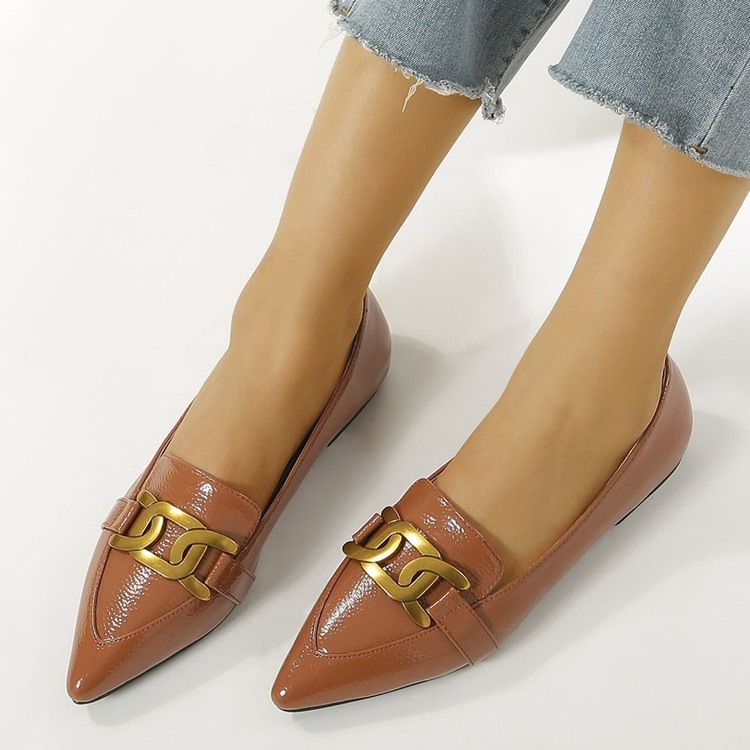 Spetsad Tå Slip-On Paljett Lågskuren Övre Tunna Platta Skor