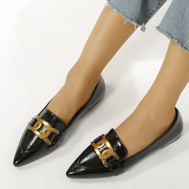 Spetsad Tå Slip-On Paljett Lågskuren Övre Tunna Platta Skor