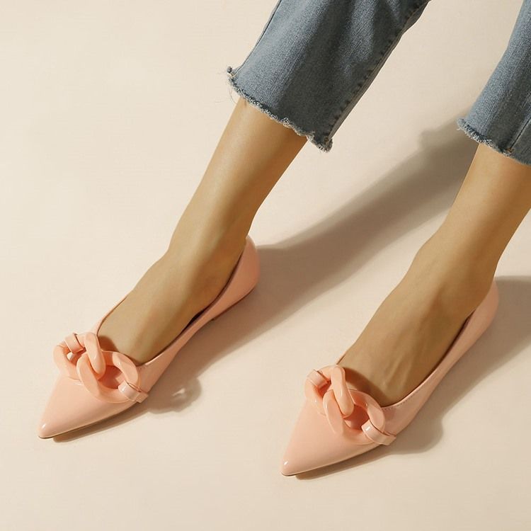 Spetsiga Tå Slip-On Block Heel Casual Tunna Skor