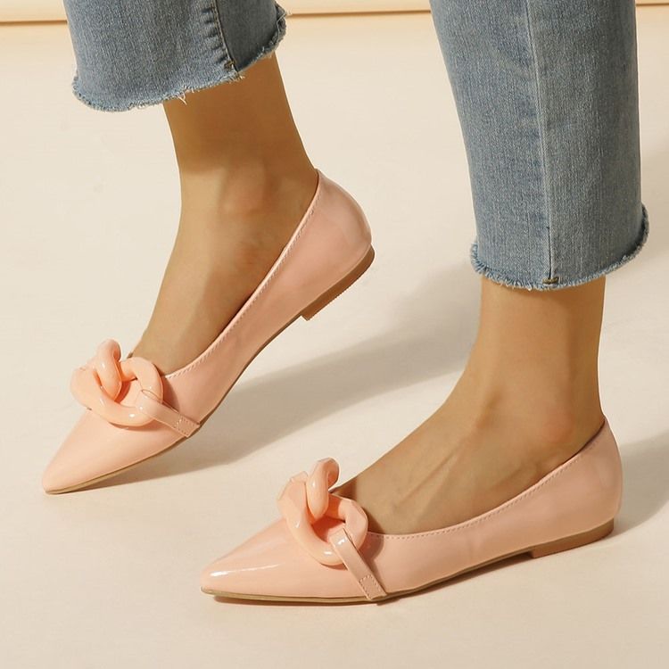 Spetsiga Tå Slip-On Block Heel Casual Tunna Skor
