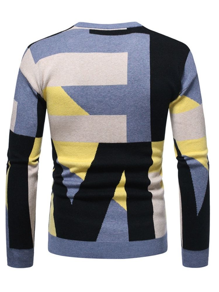 Casual Standard Patchwork Color Block Vintertröja