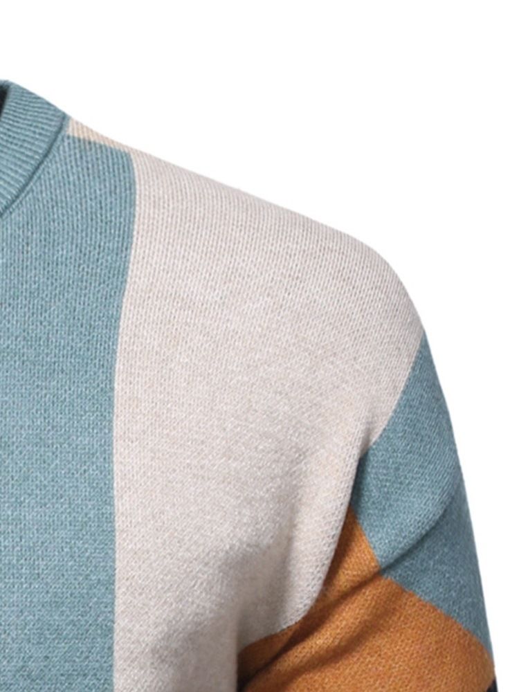 Casual Standard Patchwork Color Block Vintertröja