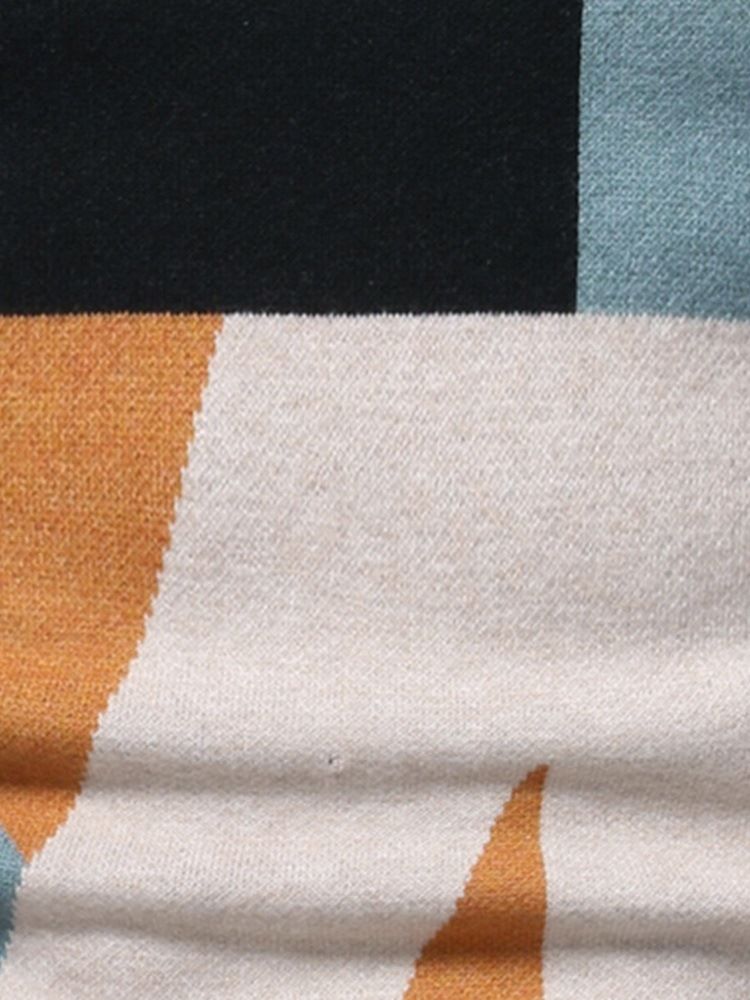Casual Standard Patchwork Color Block Vintertröja