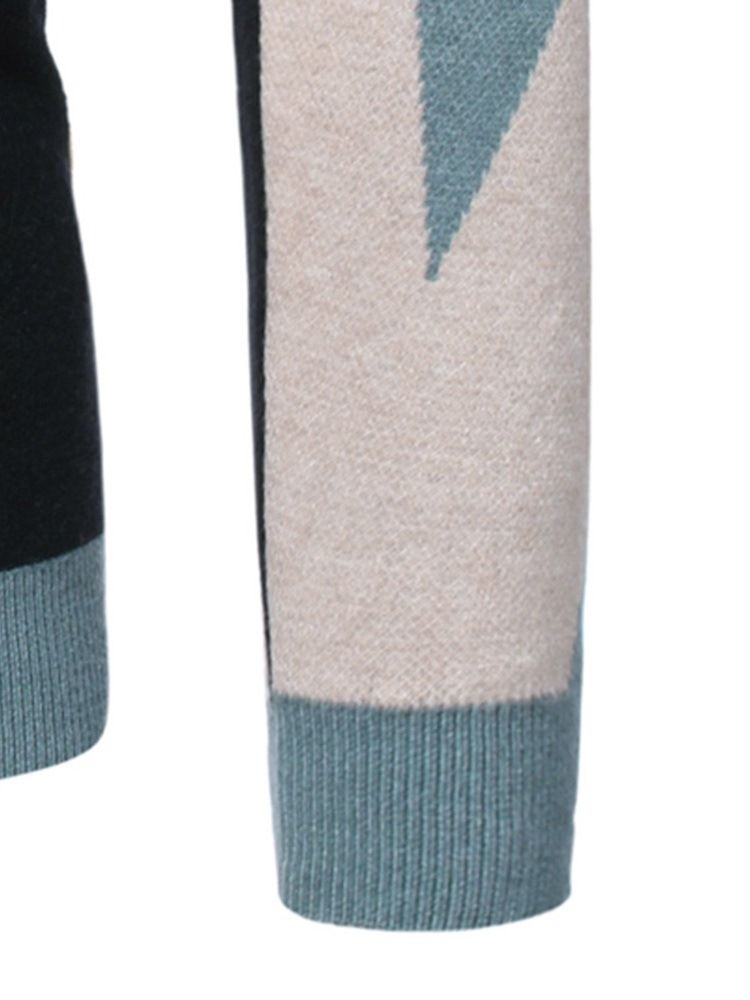 Casual Standard Patchwork Color Block Vintertröja