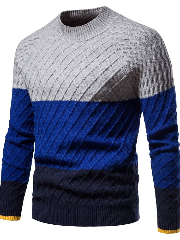 Color Block Casual Standard Patchwork Vintertröja