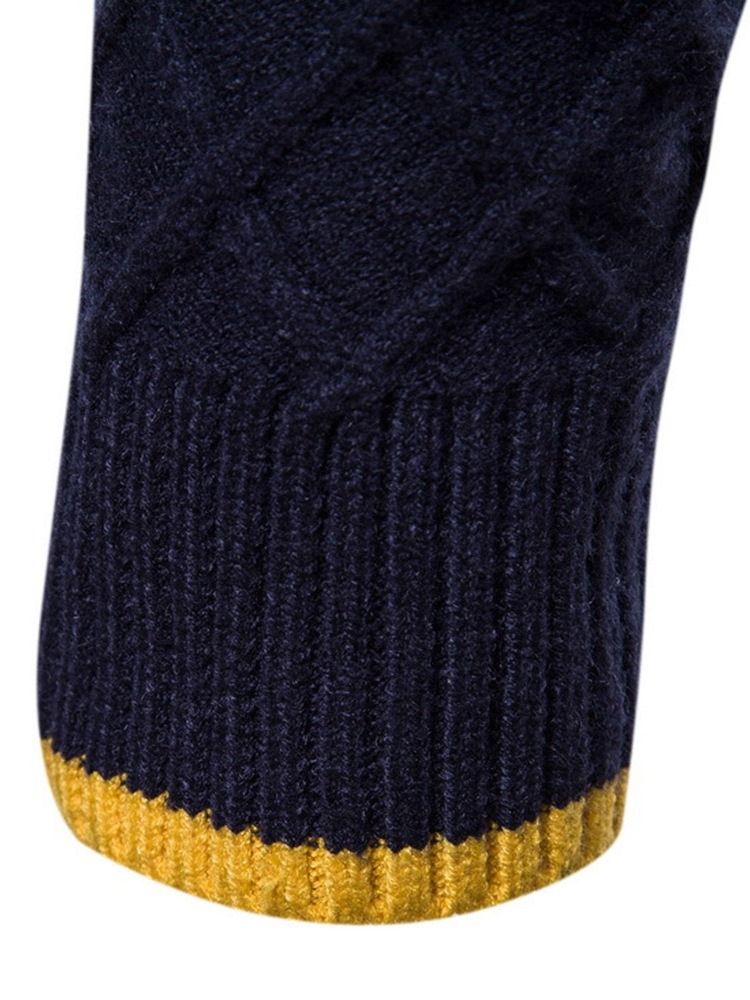 Color Block Casual Standard Patchwork Vintertröja