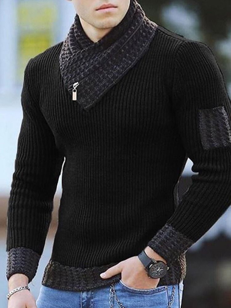 Color Block Patchwork Standard Mode Slim Sweater
