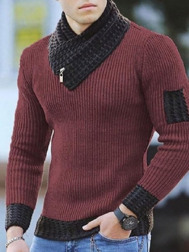 Color Block Patchwork Standard Mode Slim Sweater