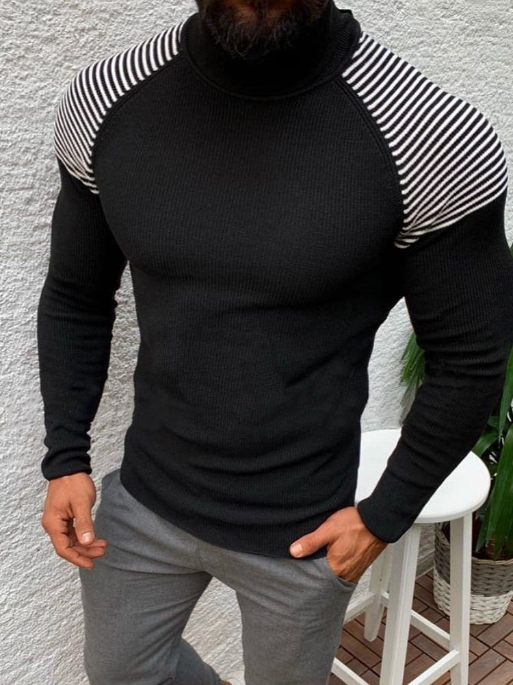 Color Block Turtleneck Patchwork Fall Slim Sweater