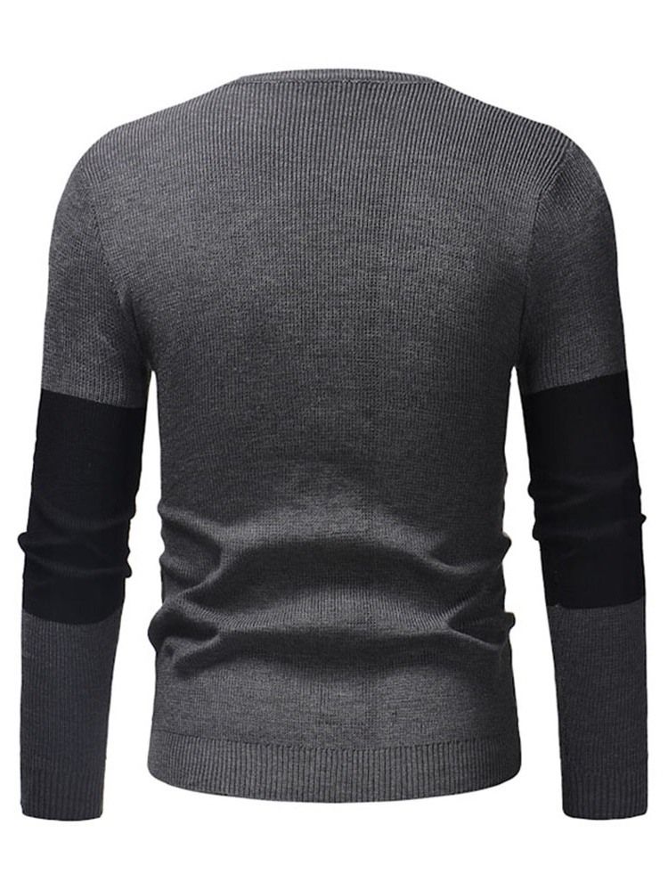 Färgblock Patchwork Rund Hals Casual Slim Tröja För Män