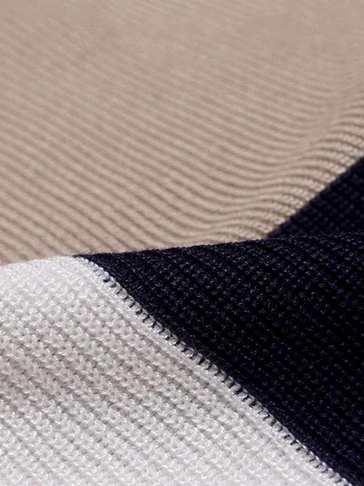 Färgblock Patchwork Rund Hals Casual Slim Tröja För Män