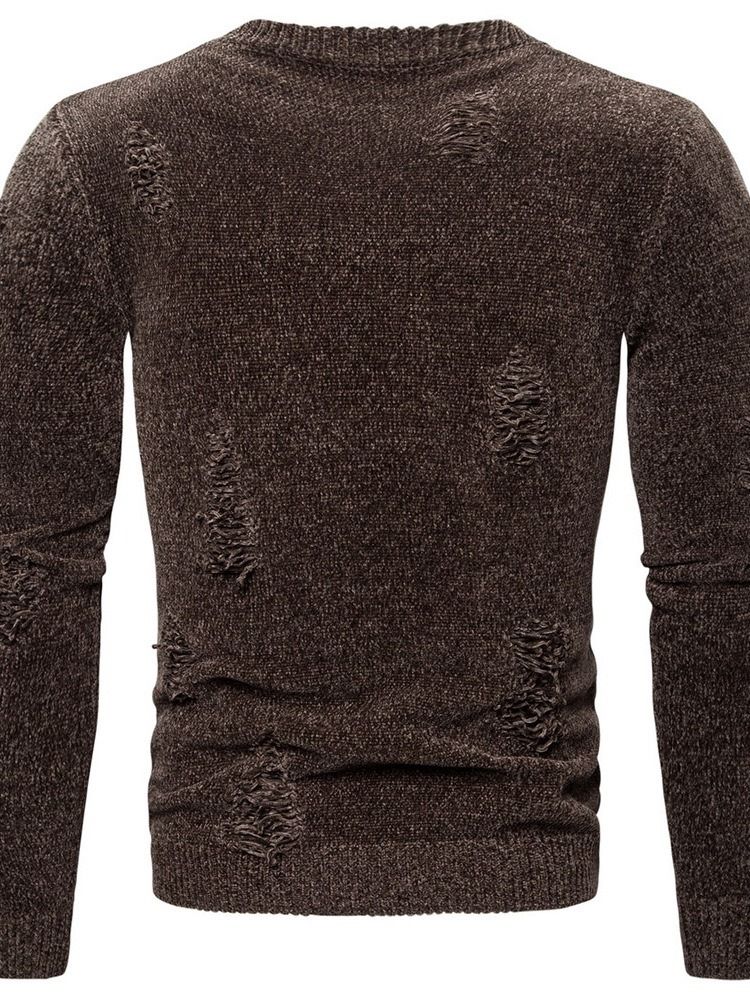 Hål Rundhals Standard Vinter Casual Tröja