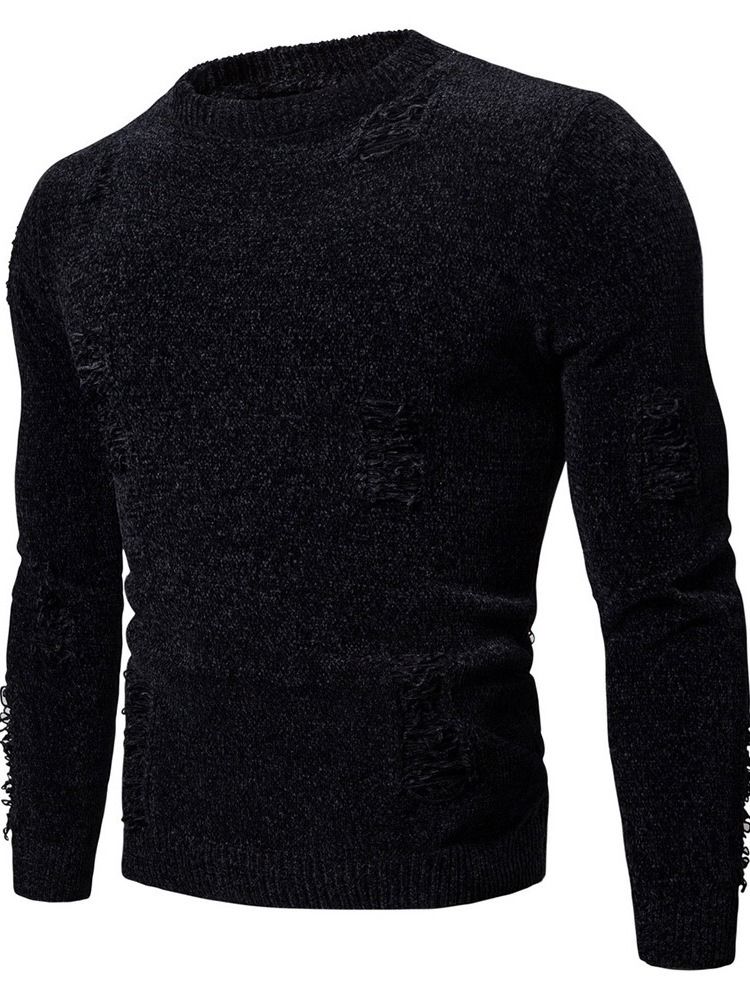 Hål Rundhals Standard Vinter Casual Tröja