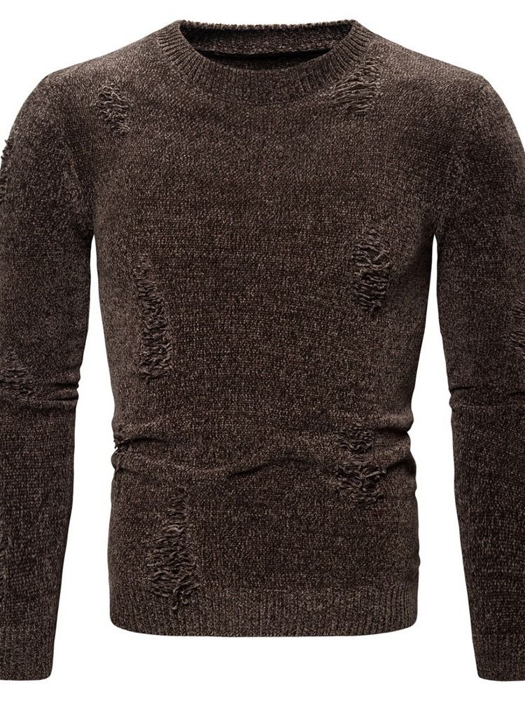 Hål Rundhals Standard Vinter Casual Tröja