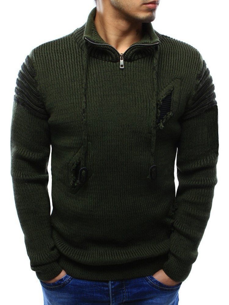 Hål Stativ Krage Standard Slim Casual Tröja