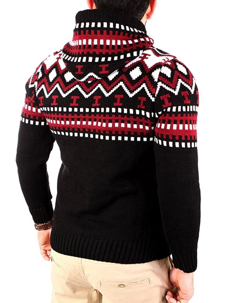 Hooded Standard Geometrisk Lös Vintertröja För Män