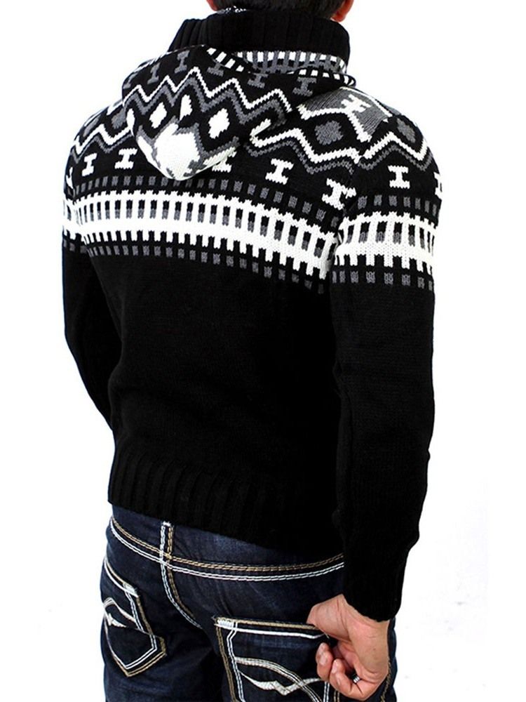 Hooded Standard Geometrisk Lös Vintertröja För Män