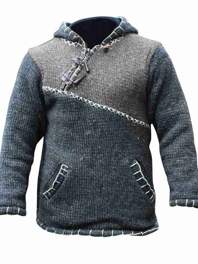 Huva Patchwork Color Block Rak Casual Tröja