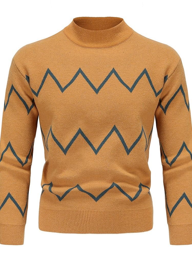 Print Standard Stativkrage Slim Fall Sweater