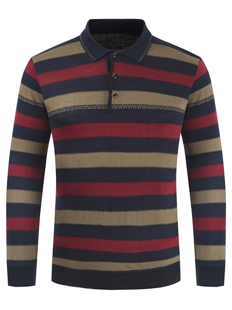 Randig Polo Neck Standard European Spring Sweater