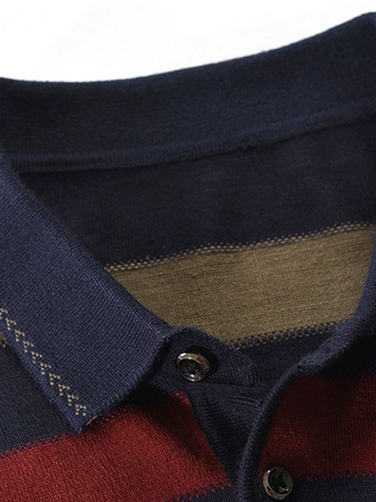 Randig Polo Neck Standard European Spring Sweater