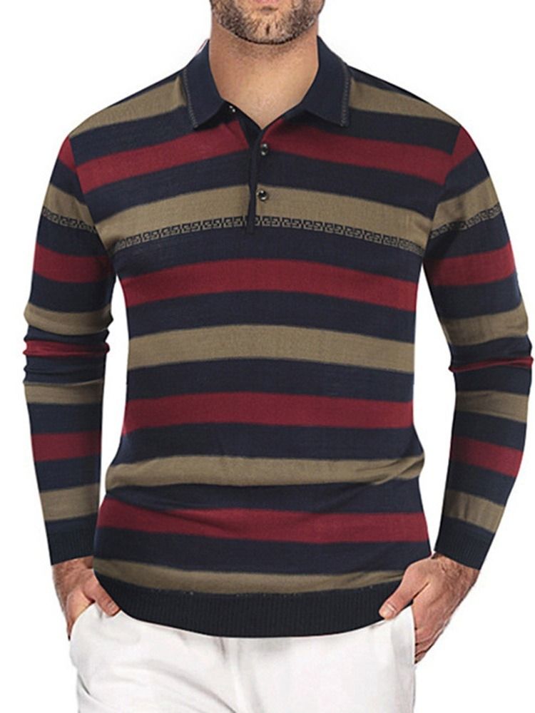 Randig Polo Neck Standard European Spring Sweater