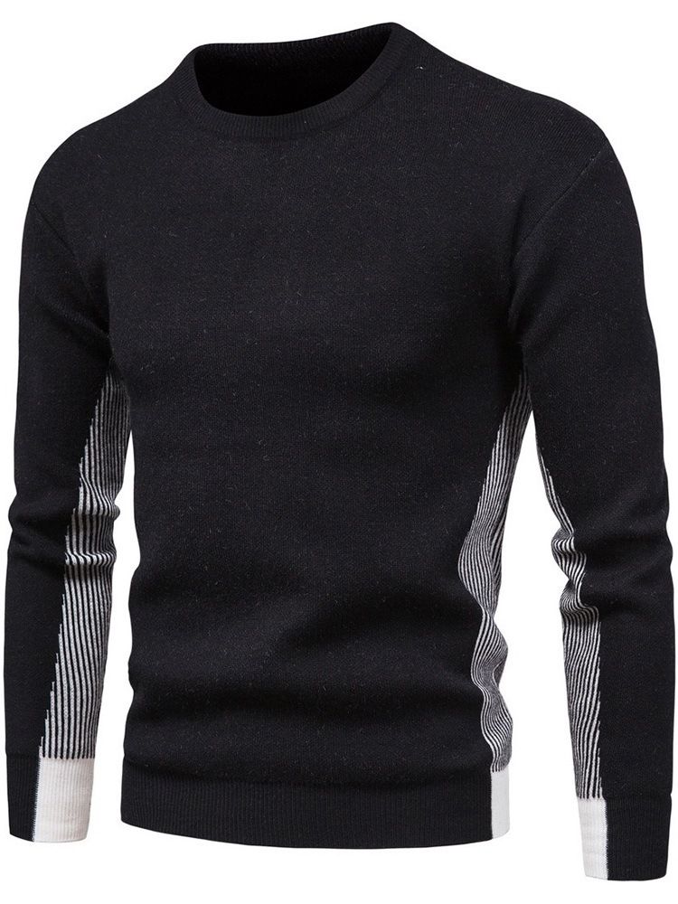 Randig Standard Rundhalsad Casual Slim Sweater