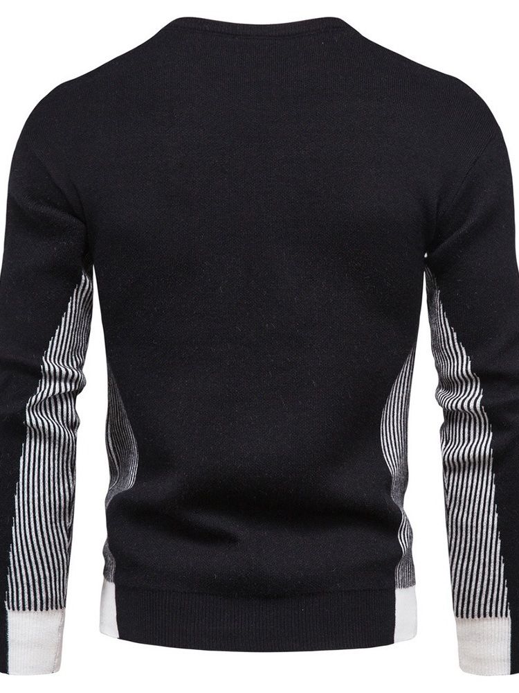 Randig Standard Rundhalsad Casual Slim Sweater