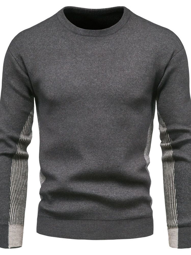 Randig Standard Rundhalsad Casual Slim Sweater