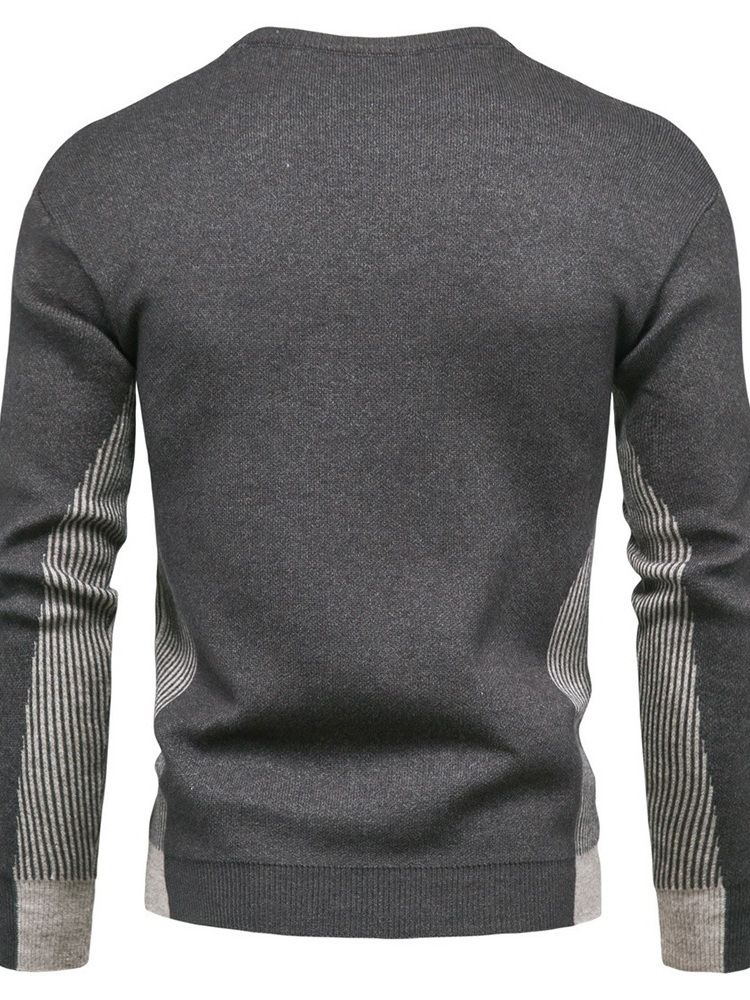 Randig Standard Rundhalsad Casual Slim Sweater